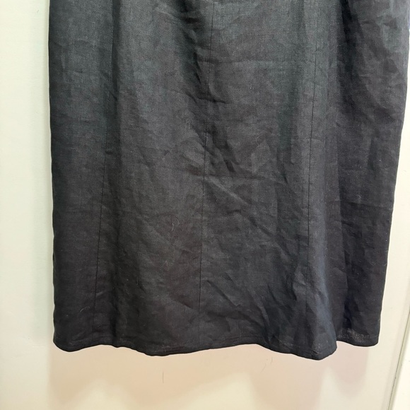 Talbots Black 100% Linen Midi Skirt Size 24 Neutral - Picture 5 of 8
